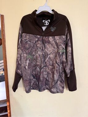 TrueTimber Camo High Tines (HTC) 1/4 Zip Pullover Jacket Brown Men’s XL